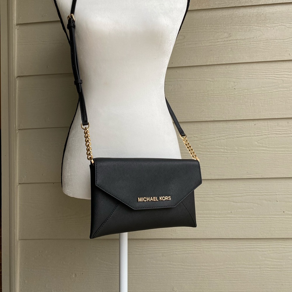 Michael Kors Black Clutch with Gold Accents